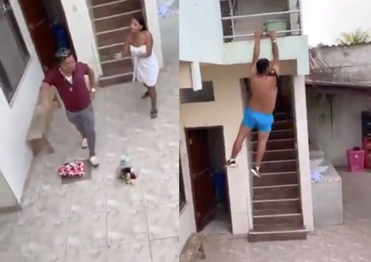 Viral: Hombre persigue al amante de su esposa en divertido video