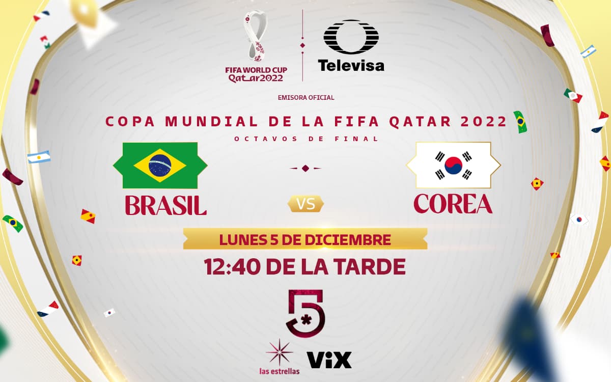 Brasil vs Corea: Horario y dónde ver en vivo el partido de octavos de Qatar