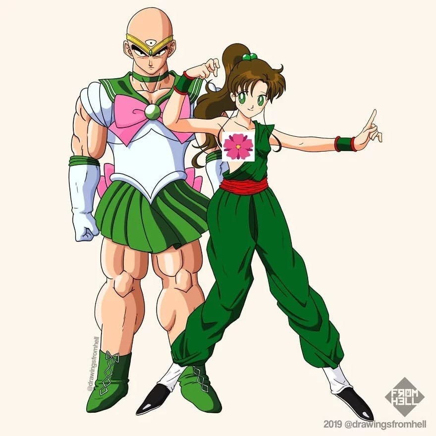 A Sailor Jupiter parece venirle un poco incómodo el traje de Ten Shin Han.