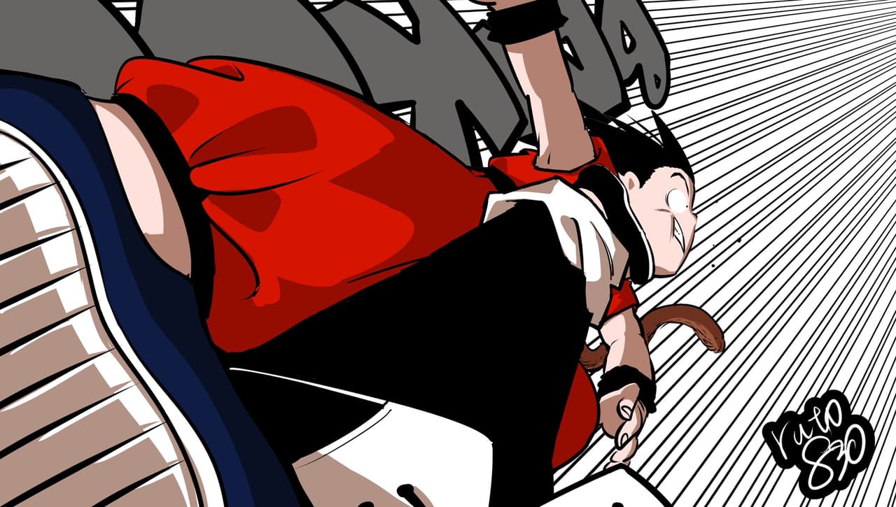 Pero el artista nipón también tiene su obra original que puedes checar en su otra cuenta de Twitter: @RUTO830_1. ¿Recuerdas cuando Jackie Chun peleó contra Goku en el Torneo Mundial de las Artes Marciales?