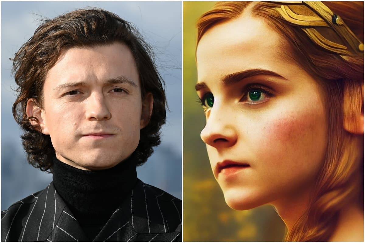 Tom Holland durante la promoción de Uncharted/ Emma Watson como Zelda con AI