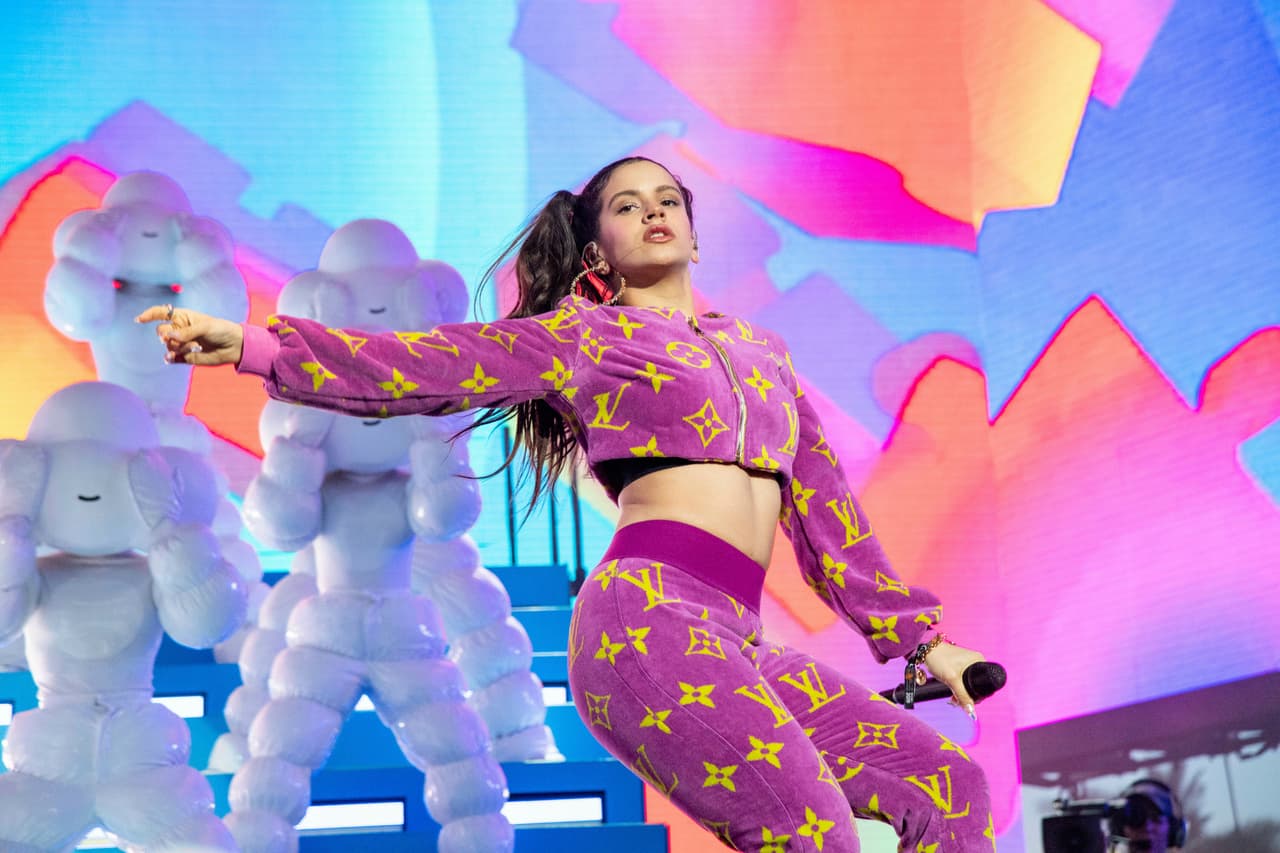 Rosalia performs with J Balvin at the Coachella Music & Arts Festival at the Empire Polo Club on Saturday, April 13, 2019, in Indio, Calif. (Photo by Amy Harris/Invision/AP)