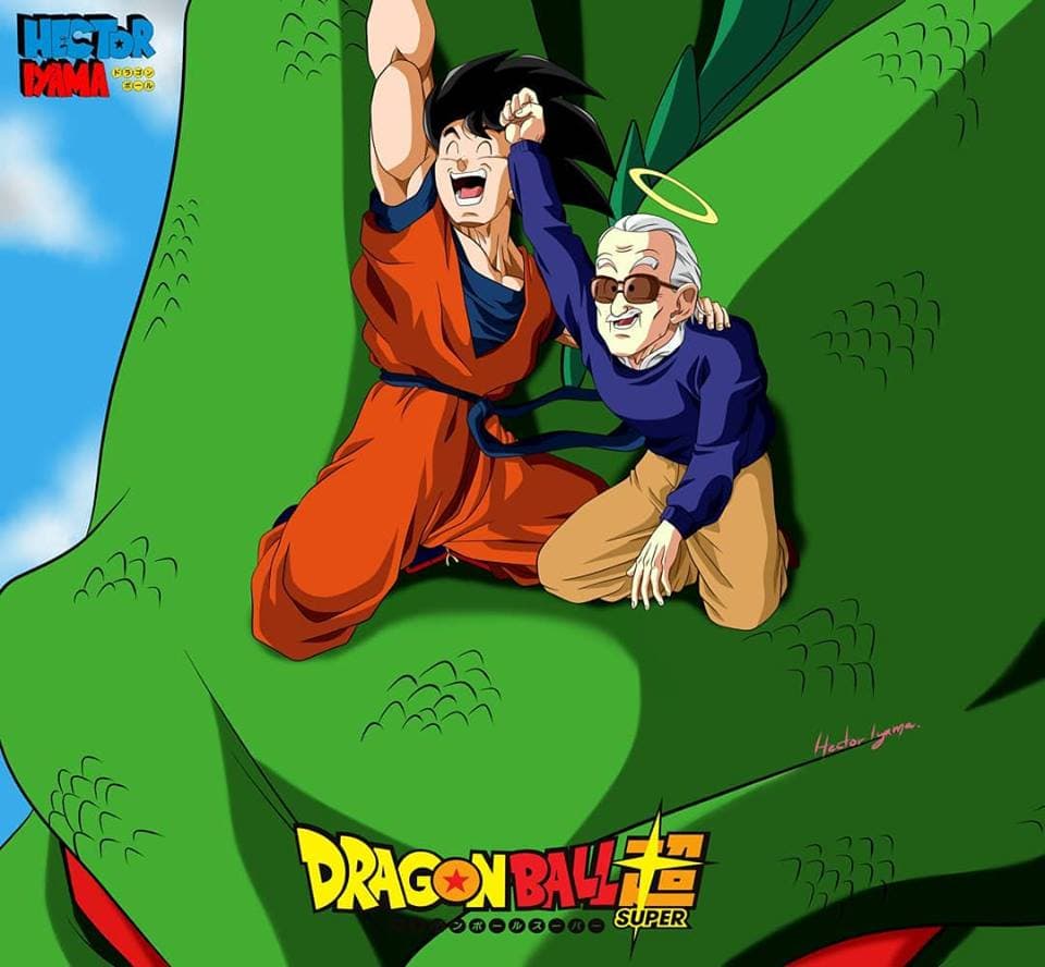 Goku y Stan Lee se van juntos sobre Shenlong