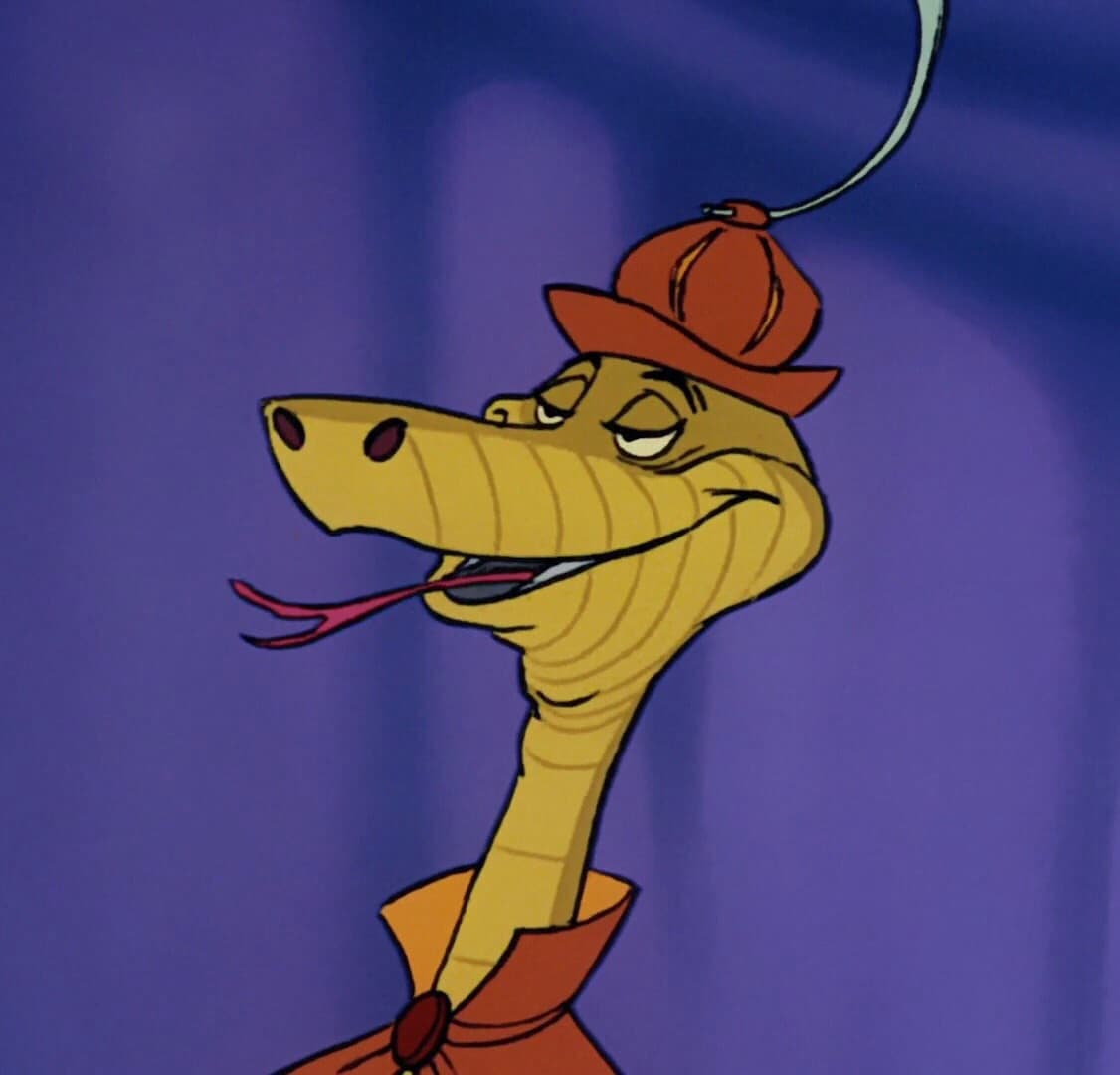 También de Disney es Sir Hiss, la serpiente de 'Robin Hood' que es ayudante, consejero, secretario, y contable del Príncipe Juan.