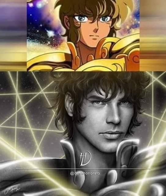 Esta versión de Aioria, caballero de Leo, enamorará a más de una. Esto siguiendo el estilo del ilustrador que suele trabajar en blanco y negro con luces de color.