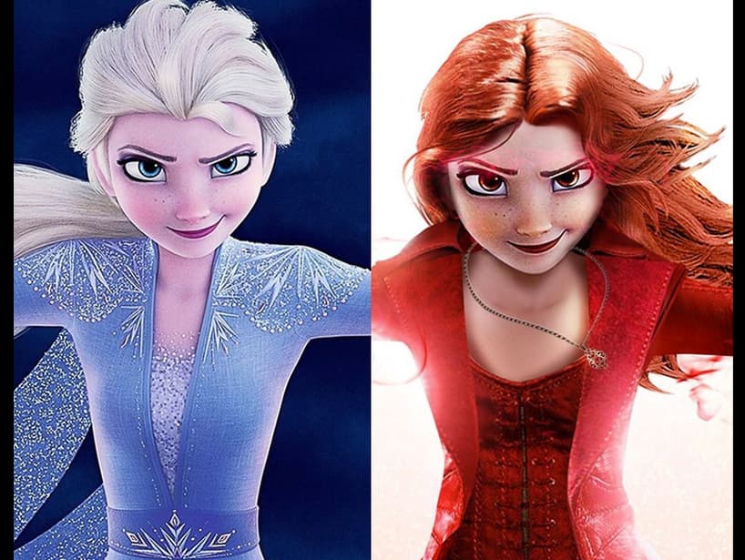 ¿Qué te parece Elsa vestida como Wanda, la Bruja Escarlata?