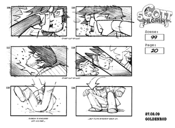 El director compartió también fotos detrás de cámaras e incluso documentos de producción, como este storyboard de la batalla final.