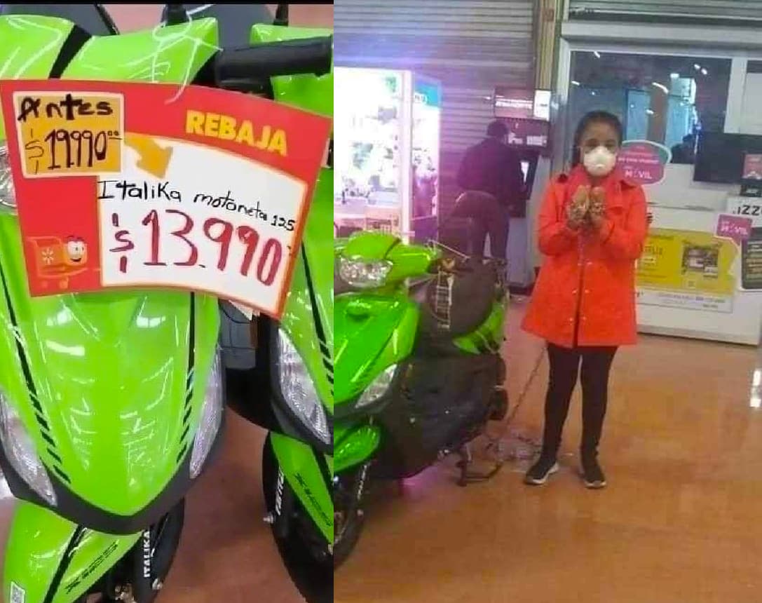 Viral: Mujer se encadena a moto para que se la vendan en 14 pesos