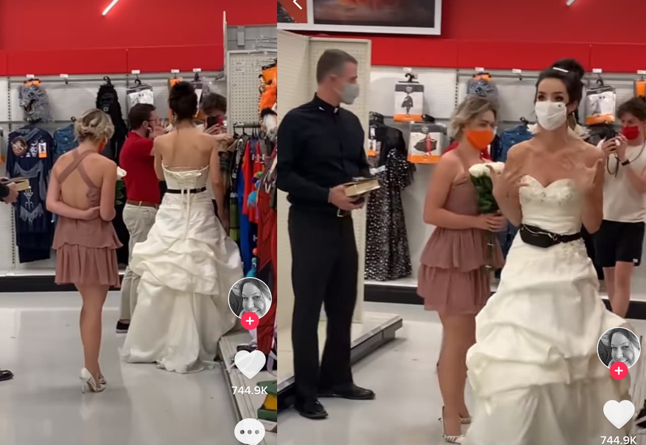 Acude vestida de novia y con sacerdote al trabajo de su pareja; "nos casamos o terminamos"