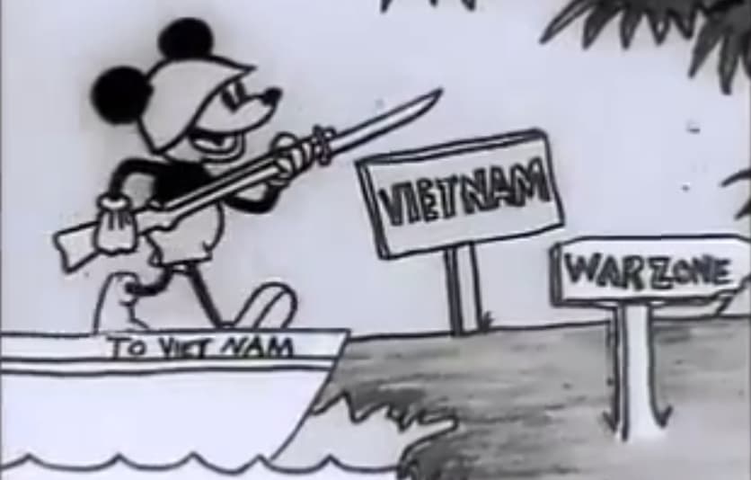 ¿Pero qué diablos es esto? Se trata de Mickey Mouse Va a Vietnam, un corto animado de protesta (y de culto) que se estrenó hace 50 años. Sin embargo, estuvo perdido por 4 décadas. Hasta que lo encontraron... en YouTube.