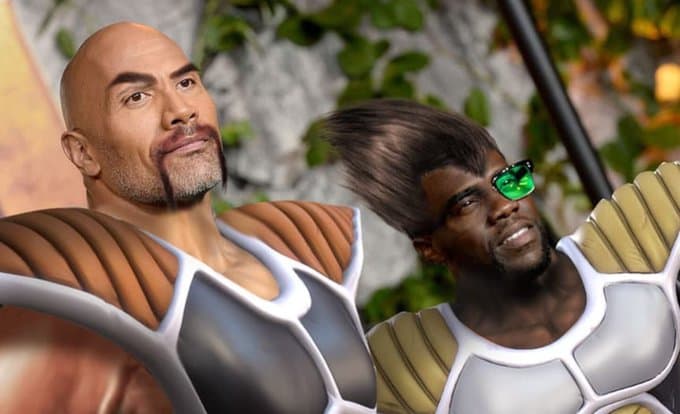 Se sabe que Gokú será interpretado por un actor asiático. Pero BossLogic, ilustrador de renombre en redes, ya hizo su chamba para darle a estrellas de Hollywood un rol. Empezando por The Rock como Nappa y Kevin Hart como ¿Vegeta?