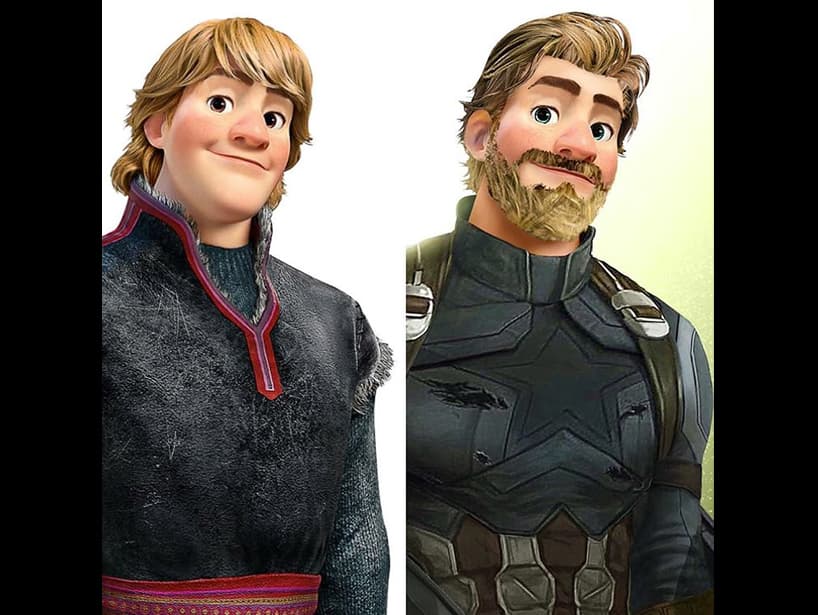 Con todo y el escudo de Pantera Negra, Kristoff está listo para la próxima batalla vestido como Capitán América.