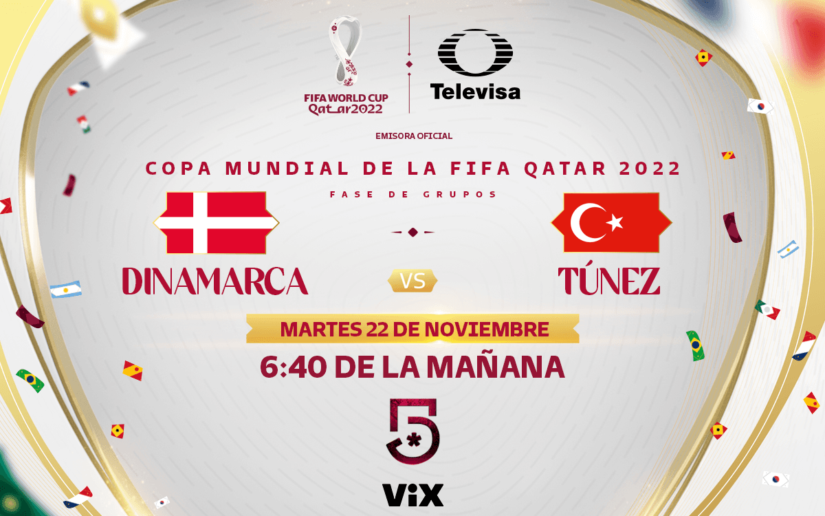 Dinámarca vs Túnez y todos los partidos del martes 22 de noviembre en el 5