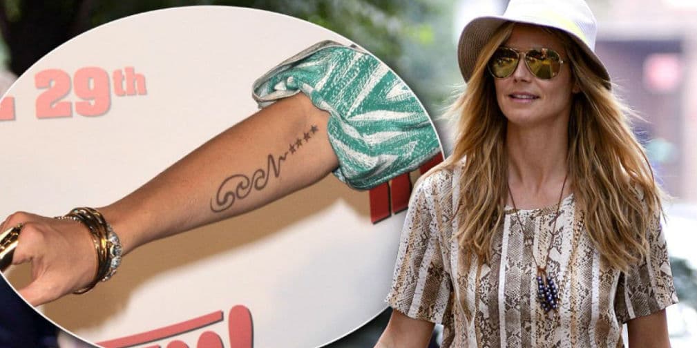 10. Heidi Klum: Tiene un diseño abstracto en el interior de su brazo que muestra el nombre de su ex esposo Seal.