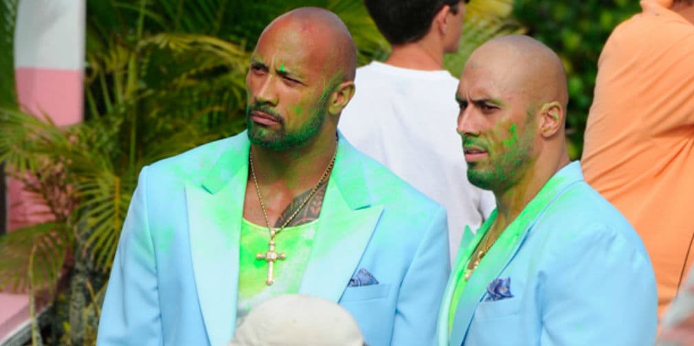 11. The Rock: Dwayne Johnson y su doble de acción nos recuerdan a Right Said Fred, los que cantaban Im Too Sexy.