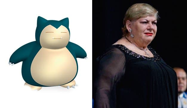 Ahora que en el terrno del anime, la pusieron al lado del pokémon Snorlax.
