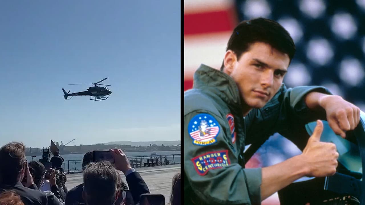Tom Cruise pilotea helicóptero en la premiere de ‘Top Gun: Maverick’