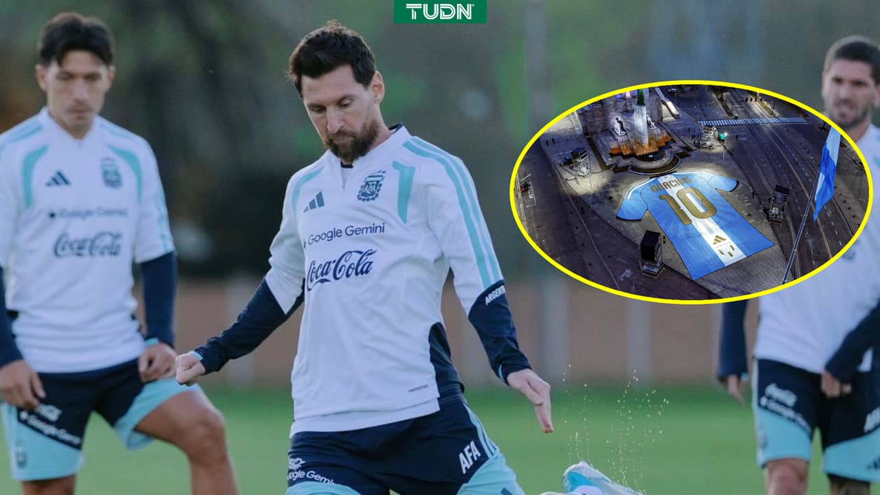 Instalan jersey gigante de Messi previo a su despedida con Argentina