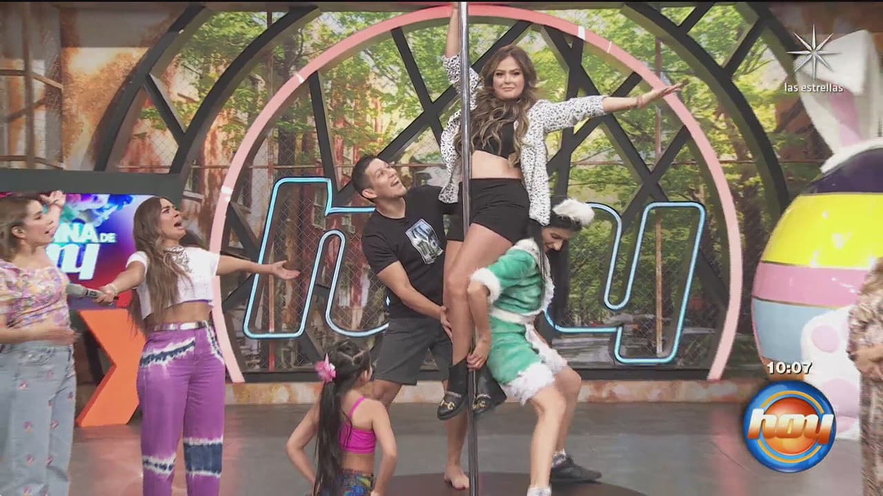 Mariana Echeverría intenta complicado paso de pole dance en Hoy