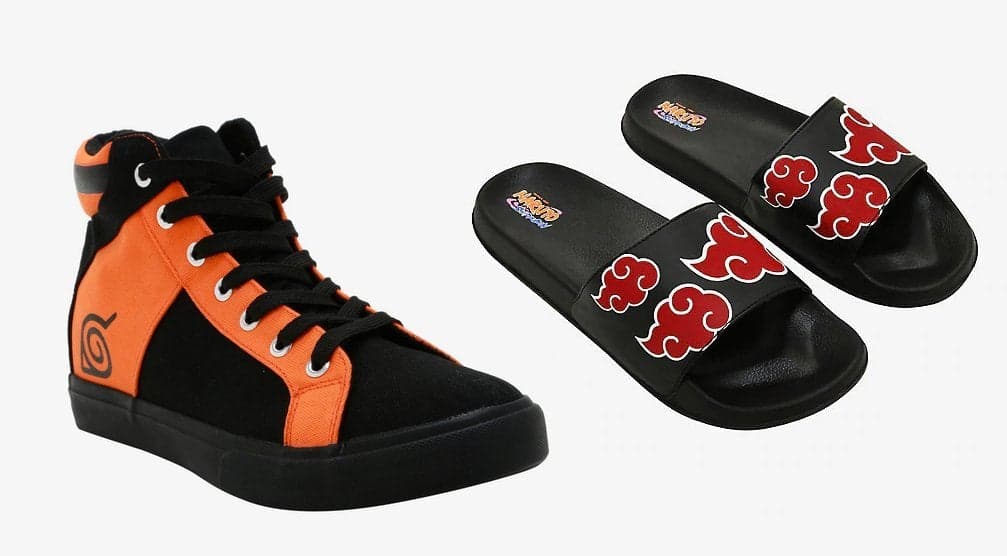 Los tenis de Naruto sí están más que aptos para correr raro. Las chanclas de Akatsuki, por otro lado, son más para destilar maldad en la playa.