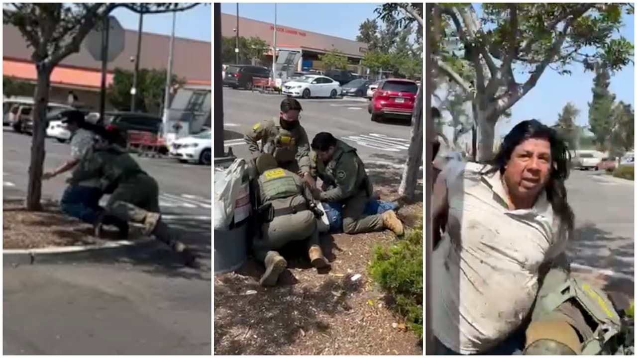 Agentes someten a hombre con 'tackle' en redada de Huntington Park y se enfrentan a testigos que grababan