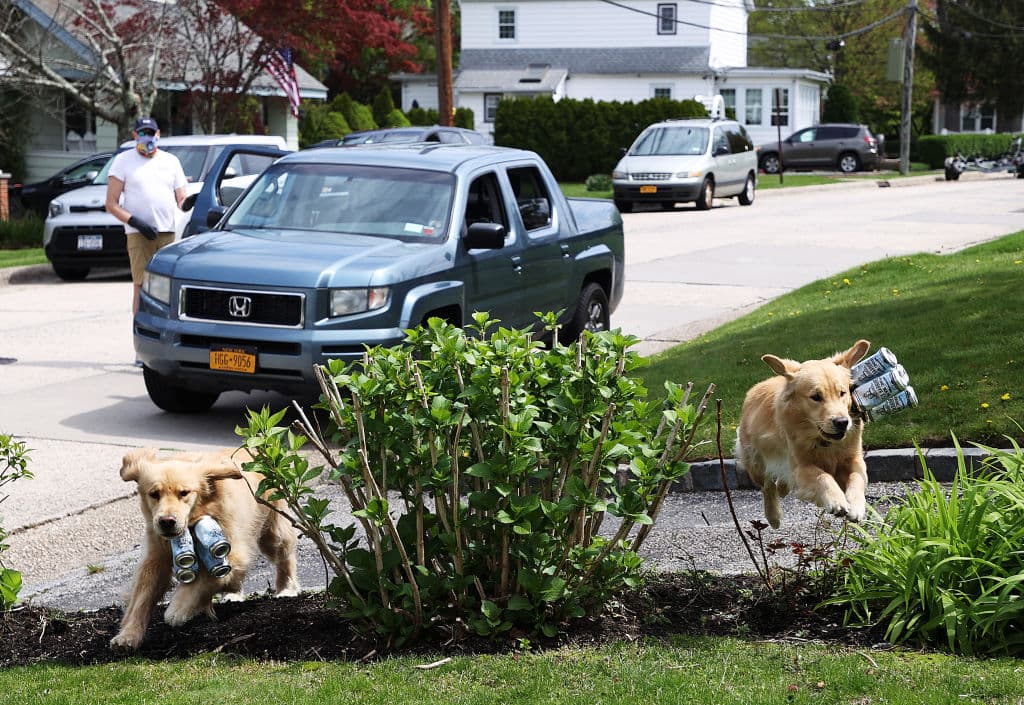 ¡Mira cómo salen corriendo! El par llega con los clientes a la puerta de sus casas mientras Mark y Karen llevan la cerveza real.