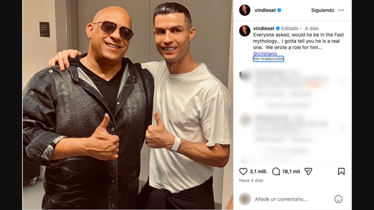 Vin Diesel junto a Cristiano Ronaldo