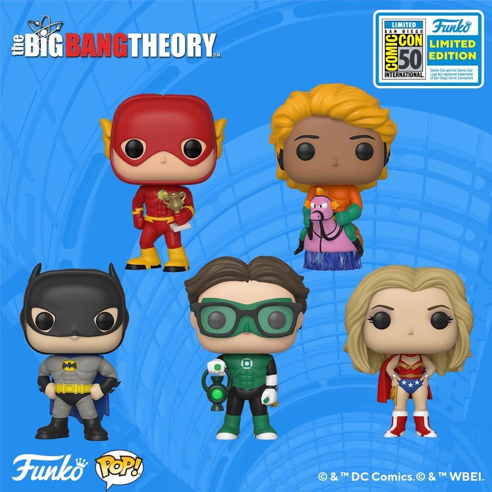 También se lanzarán ediciones de los personasjes de The Big Bang Theory con cosplay de la Liga de la Justicia.