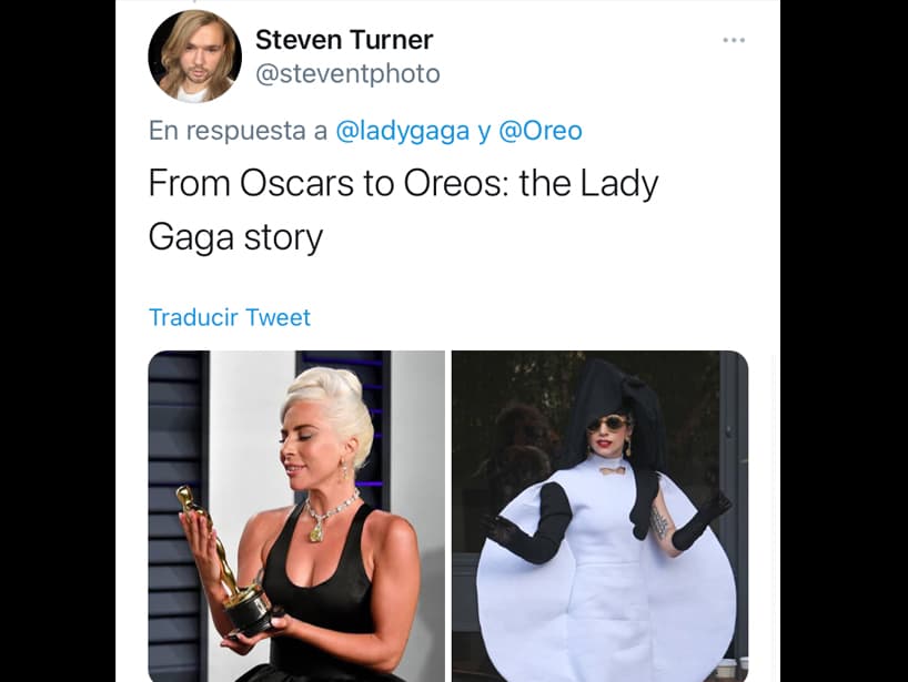 “De los Premios Oscar a las galletas Oreo: La historia de Lady Gaga”, escribió el usuario Steven Turner.