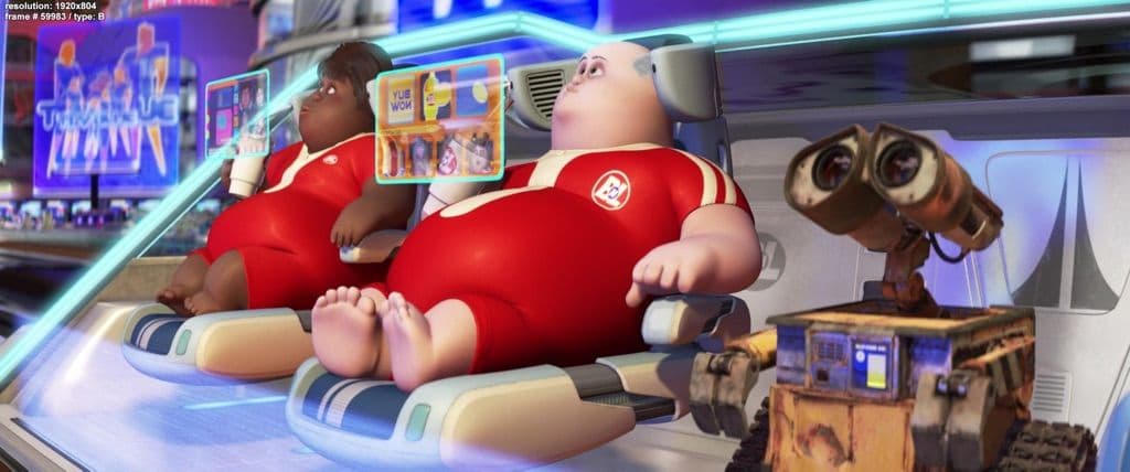 Como venganza, las máquinas enseñaron a los humanos a volverse dependientes y estos ahora no pueden hacer nada sin ellas, cosa que se demuestra en 'Wall-E', donde vemos a una sociedad que requiere de robots y máquinas para satisfacer hasta sus necesidades más básicas.