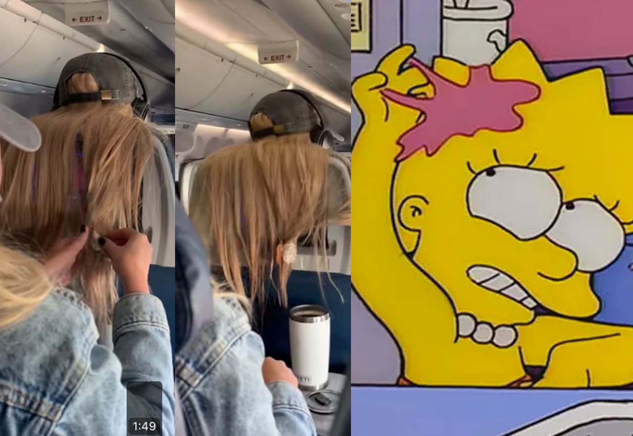 ¡Se están peleando! Mujer le pega chicle en el cabello a pasajera en pleno vuelo