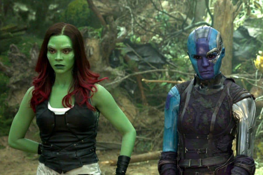 Gamora, de la especie Zehoberei, y Nebula, una Luphomoid, son parte del MCU en donde aparecen como hijas adoptivas de Thanos.