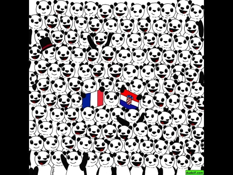 Esta imagen fue conmemorativa de la final del Mundial de Rusia 2018. ¿Puedes encontrar el balón de futbol entre los osos panda?