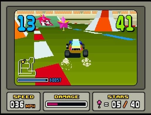 O hasta de un juego de carreras más viejo como el Stunt Race FX de Super Nintendo.