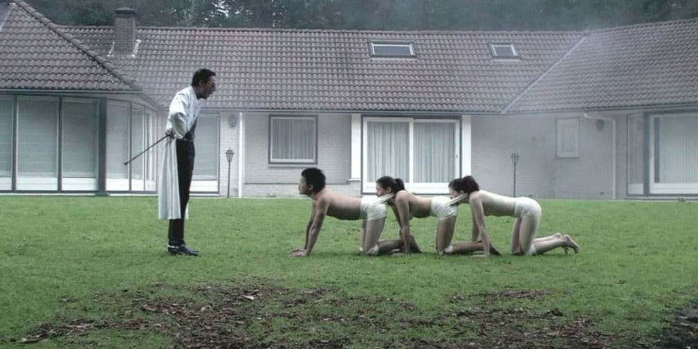 The Human Centipede (2009): Película holandesa duramente criticada por su trama y escenas degradantes. Hay dos secuelas en esta trilogía de Tom Six. En resumen, y retomando un poco la película anterior, las personas son unidas entre sí por dos partes, ano y boca.