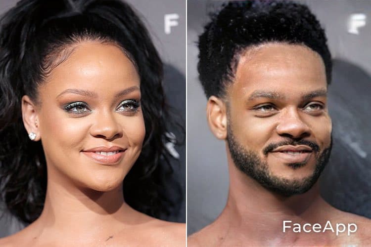 La sonrisa caribeña de Rihanna permanece como hombre.