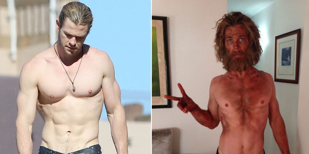 1. Chris Hemsworth: Para En el Corazón del Mar, el rubio perdió una gran cantidad de peso y se dejó crecer la barba.