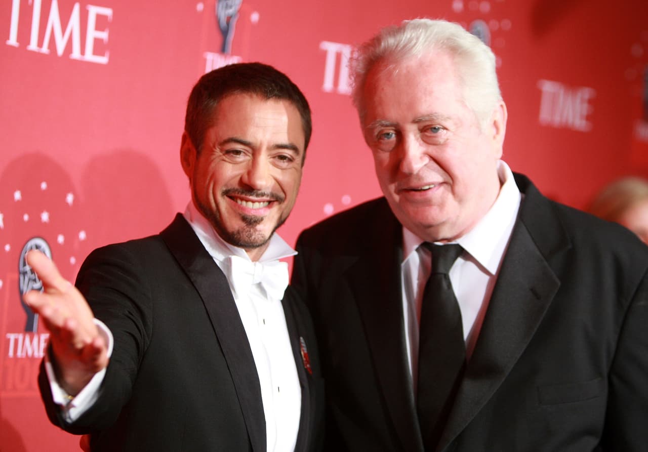 Robert Downey Jr. y Robert Downey Sr. en la gala de las personas más influyentes según la revista TIME, en el 2008.