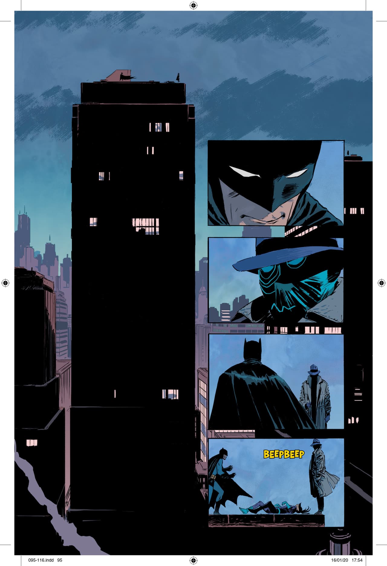 Estamos ante una persecución con escasos diálogos. La acción rige este encuentro entre dos enmascarados, la tensión de que Batman esté a punto de atraparlo y que escape en el último momento te mantiene al filo de las viñetas.