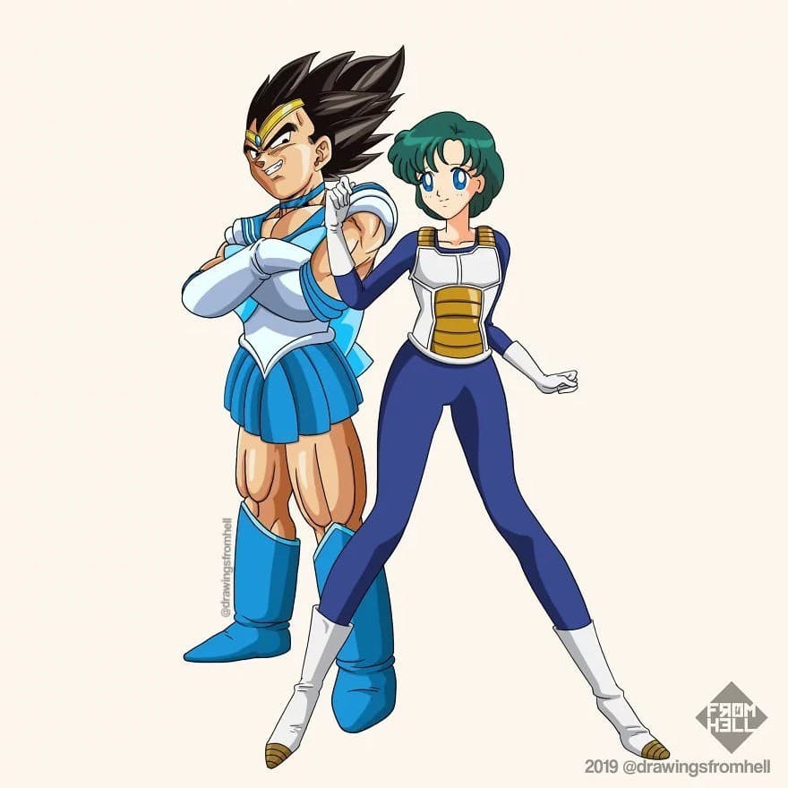 Vegeta y Sailor Mercury tienen personalidades muy diferentes entre sí. Por eso resulta más curioso este intercambio.