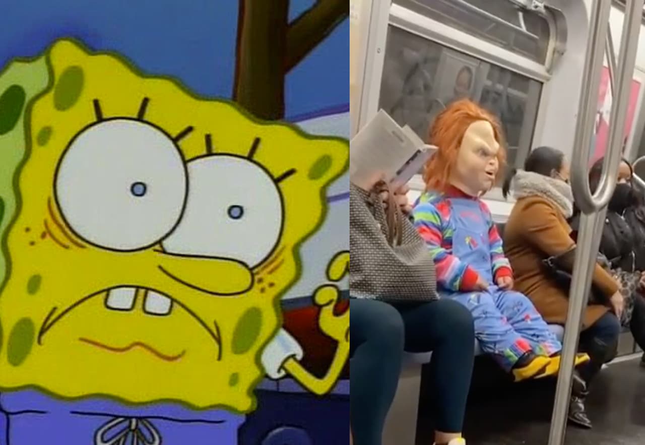 ¡Qué miedo! Chucky atormenta a pasajeros del metro sin cubrebocas en Nueva York