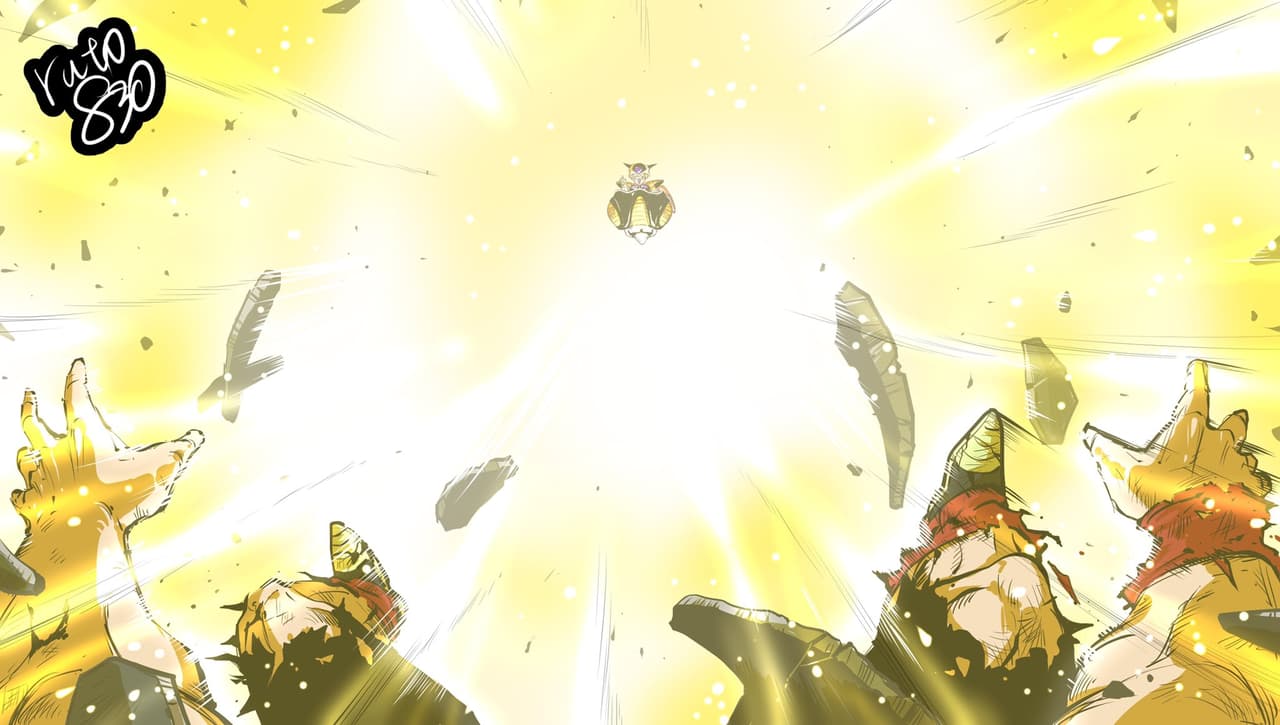 Estos dibujos muestran la perspectiva de los personajes de Dragon Ball y te hacen sentir parte del anime. Ésta es de Bardock cuando Freezer destruye el Planeta Vegeta.