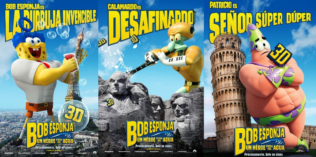 Mira los pósters de Bob Esponja, la película