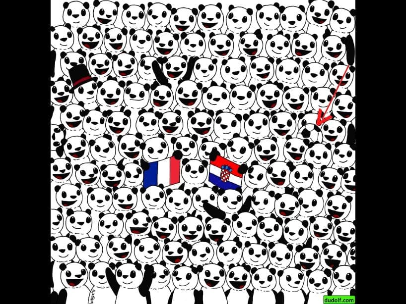 Se encuentra a del lado derecho, entre muchos tiernos pandas.
