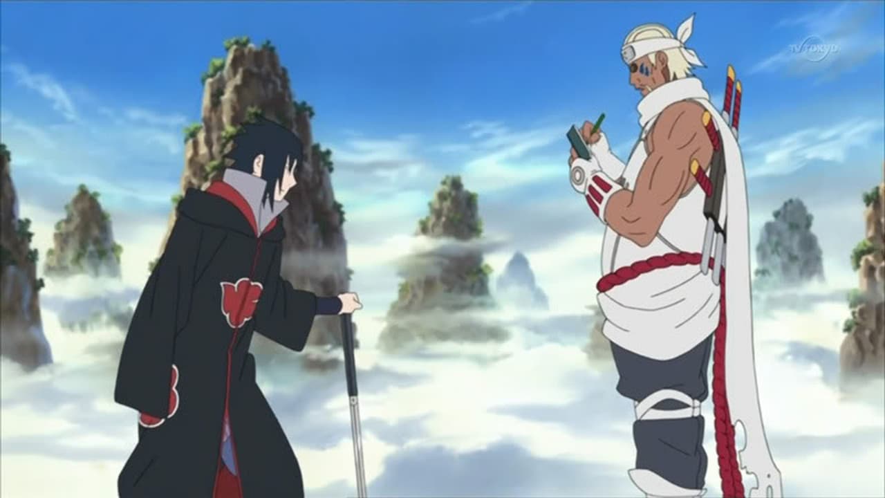 Aquí, Sasuke ya era parte de Akatsuki y se encargó de pelear contra Killer Bee, el jinchuriki de las 8 colas que usaba una técnica de espadas increíble y no se contuvo contra sus rivales.