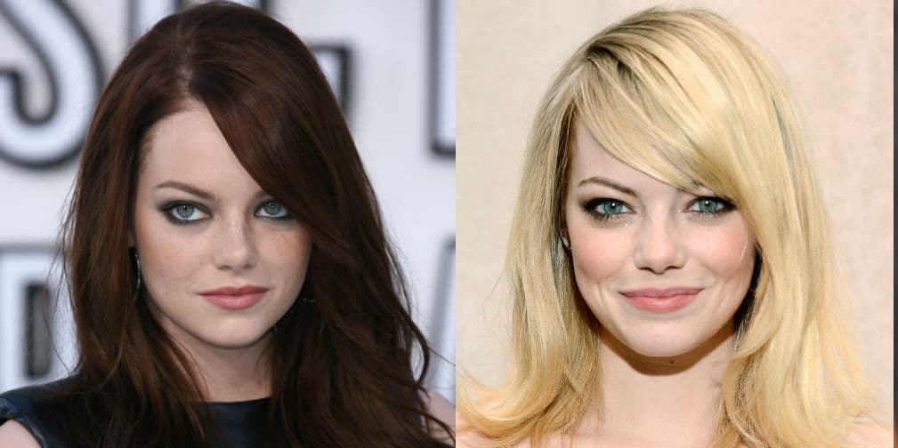 6. Emma Stone: La actriz de Birdman y Spiderman luce igual de guapa rubia o con un tono más oscuro.