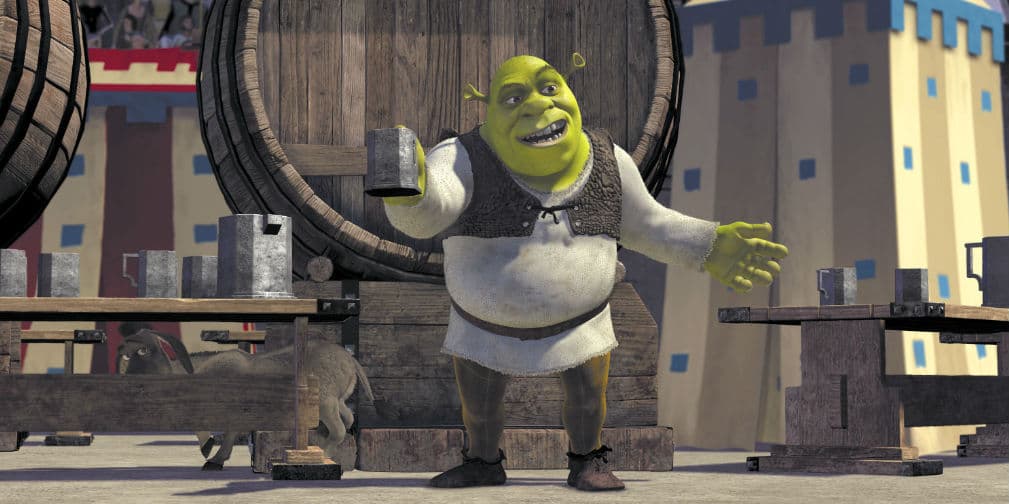 Shrek es un ogro verde y solitario que tiene su hogar en un pantano.