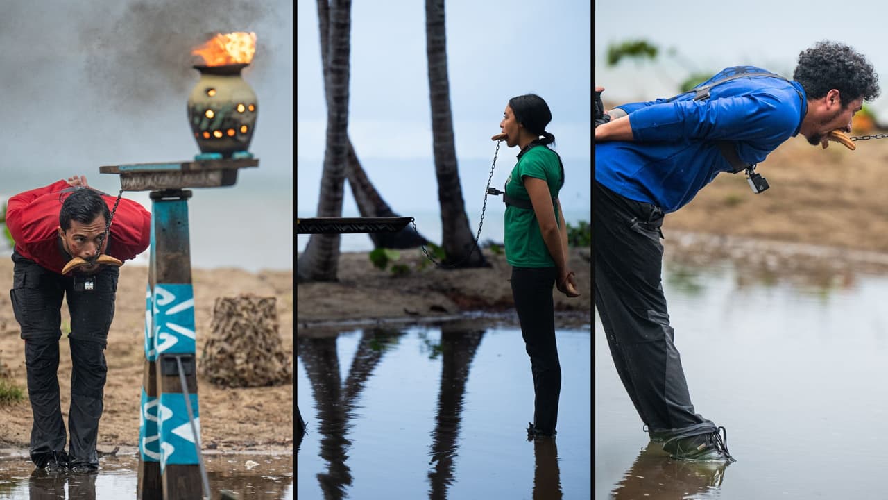 Perfecto, Addy y Arielo en el desafío de eliminación de El Conquistador