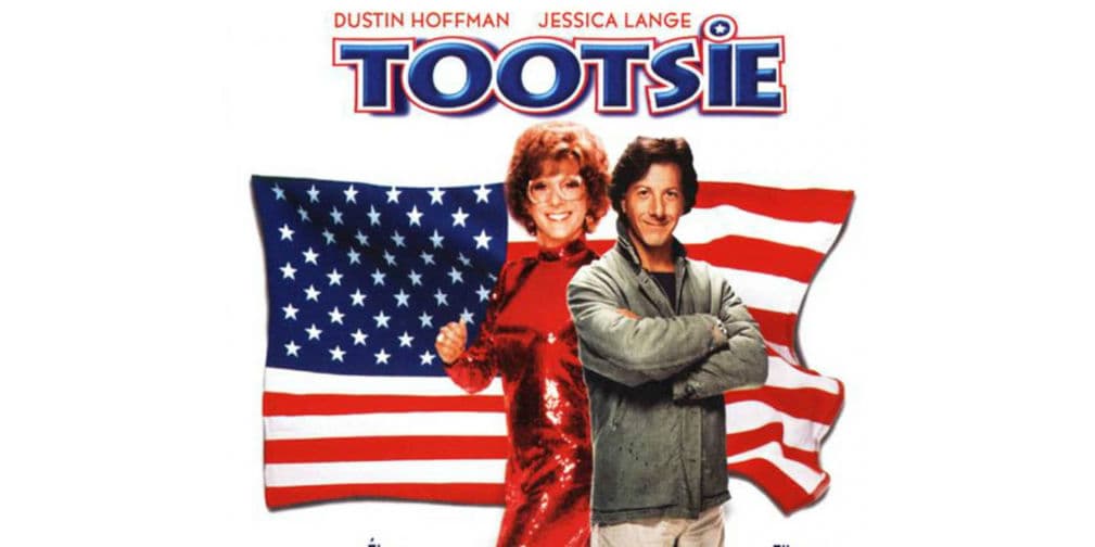 Dustin Hoffman es un actor desempleado que se viste de mujer para conseguir trabajo en Tootsie.