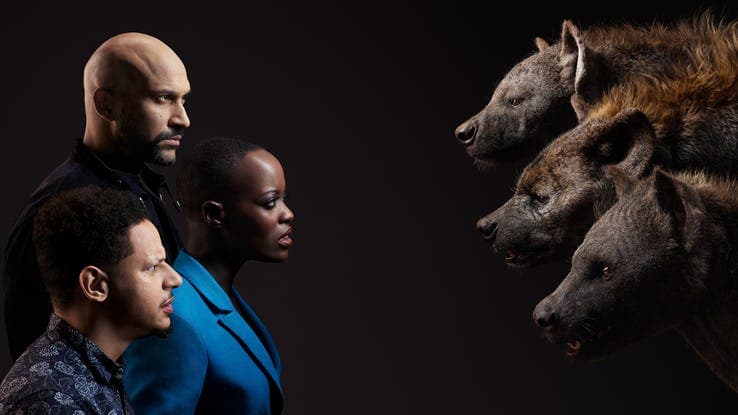 Florence Kasumba, Eric Andre, y Keegan-Michael Key son las hienas.